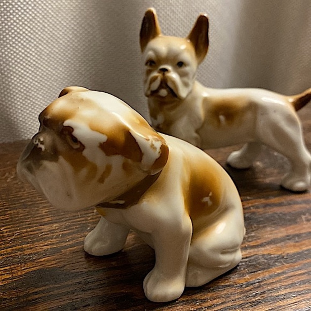 2 Vintage Bulldog Figures